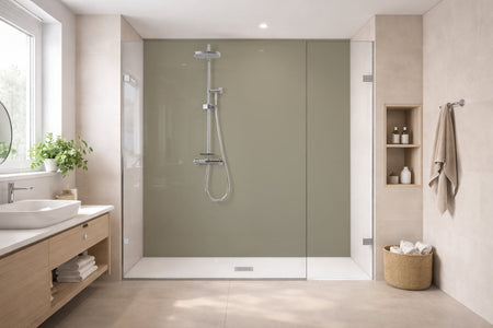 Toilettenrückwand Einfarbig #A39F8B RAL 1035 (Perlbeige)