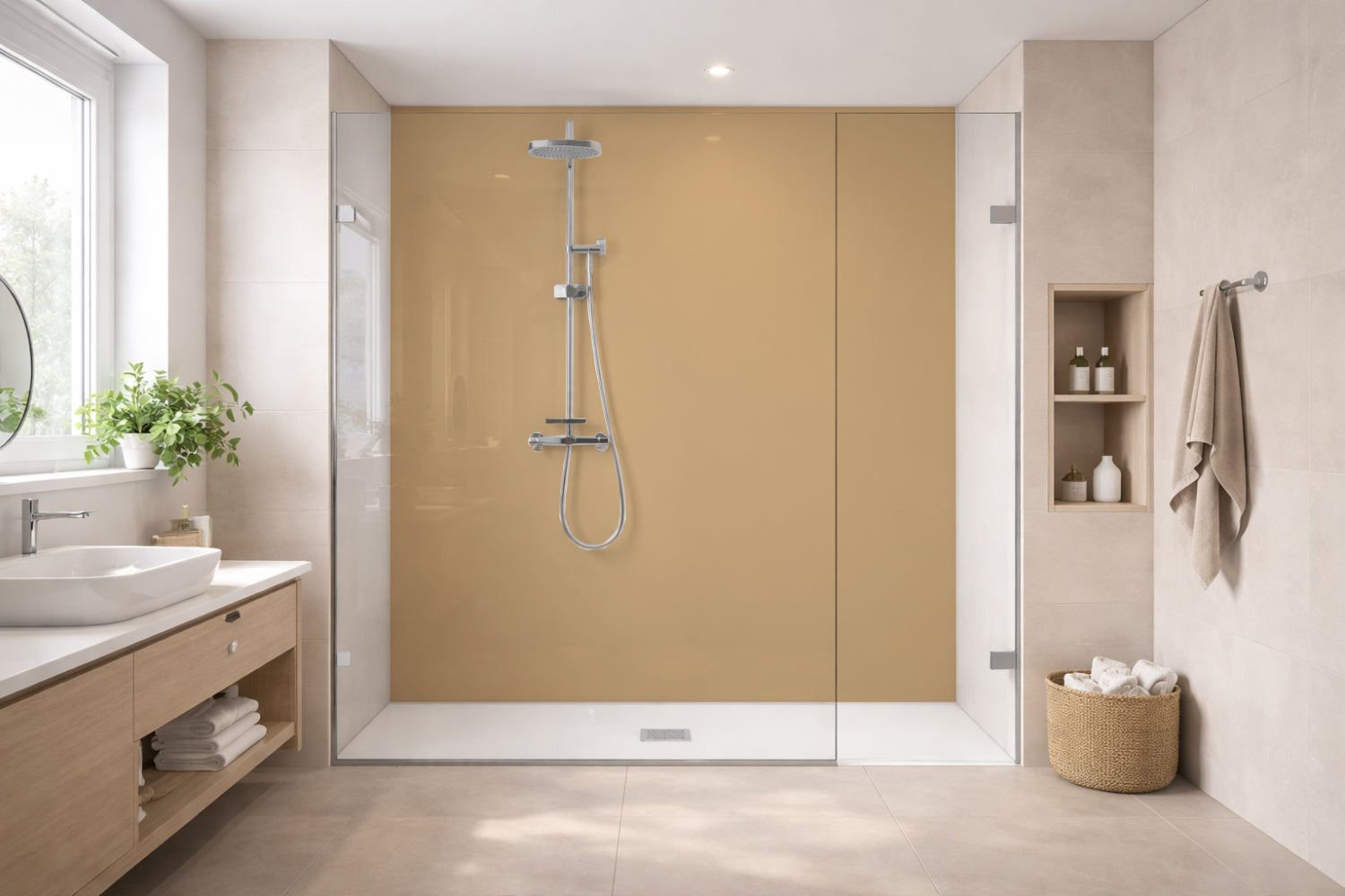 Toilettenrückwand Einfarbig #D0B083 RAL 1001 (Beige)