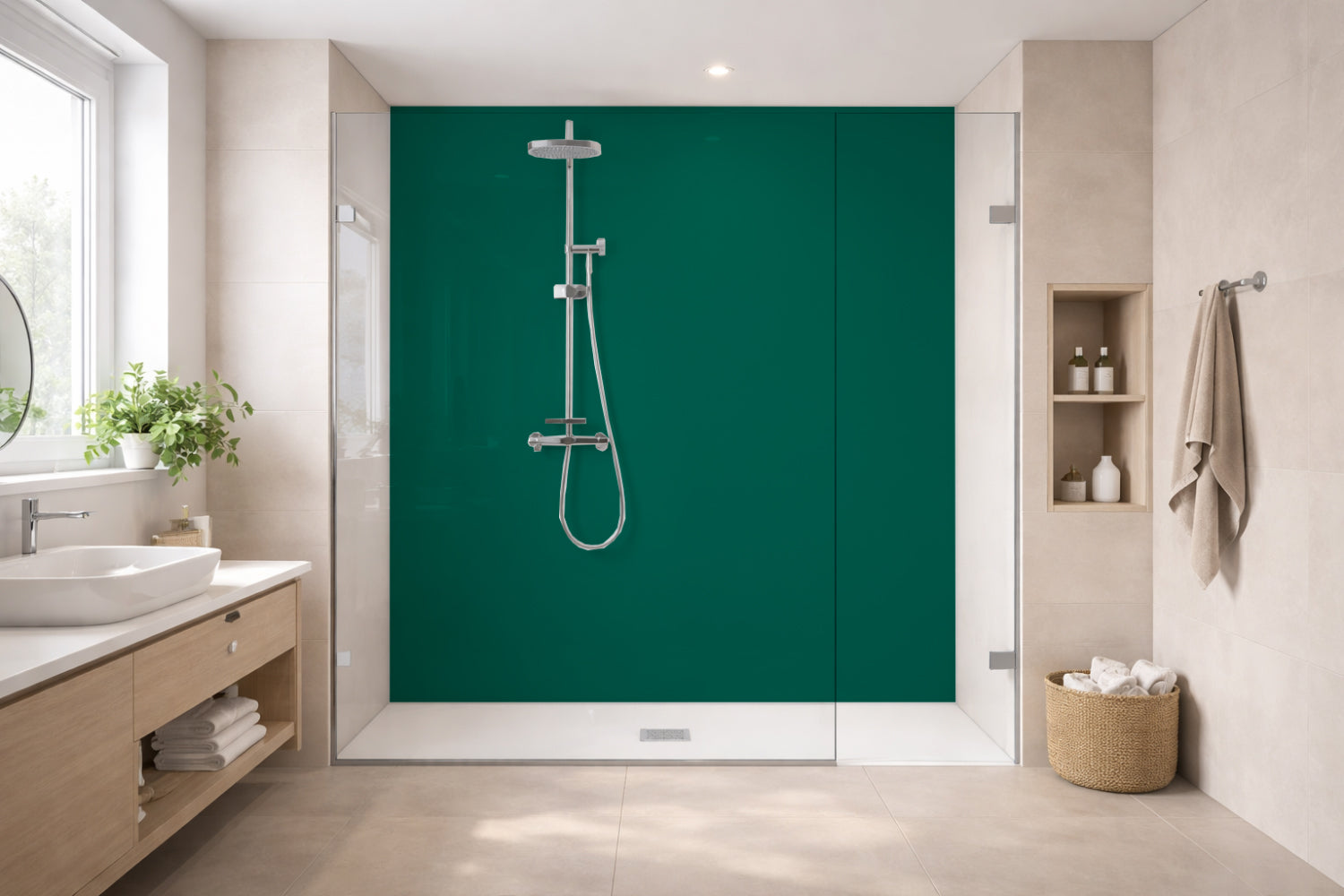 Toilettenrückwand Einfarbig RAL 6026 (Opalgrün)