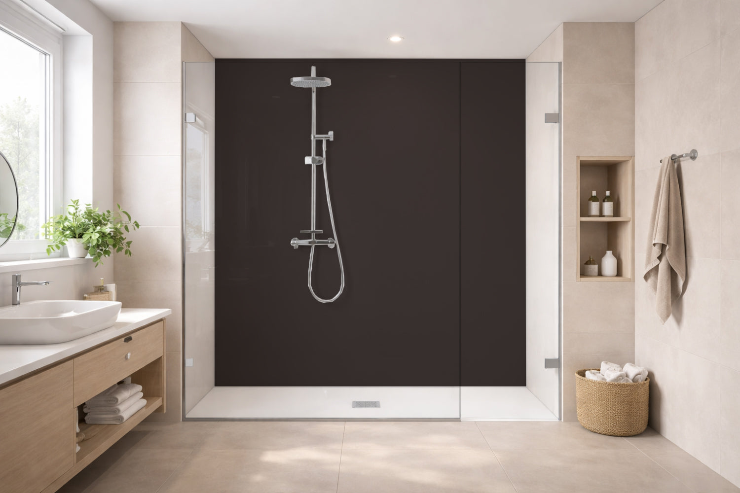 Toilettenrückwand Einfarbig RAL 8019 Graubraun