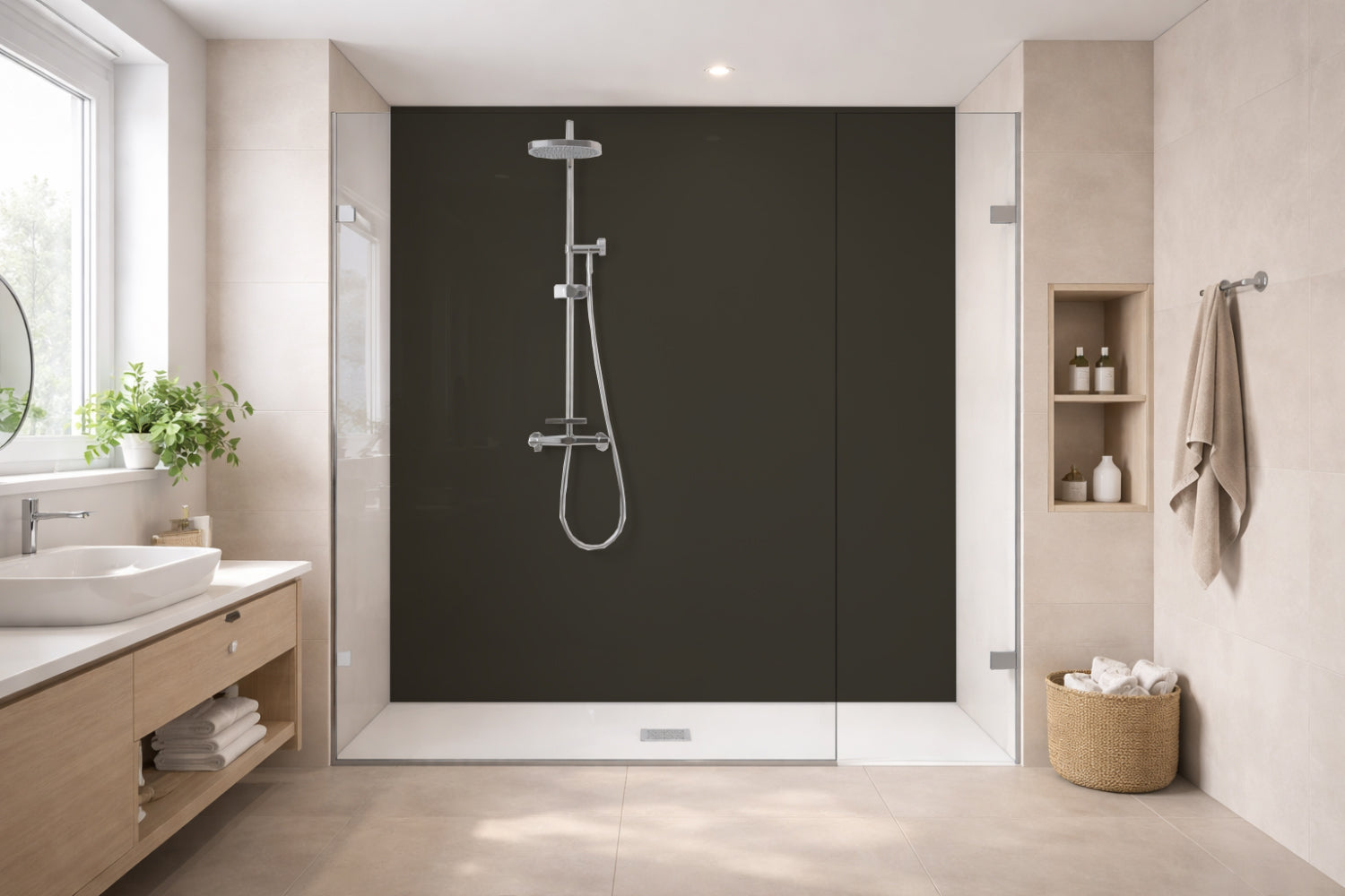 Toilettenrückwand Einfarbig RAL 6008 Braungrün