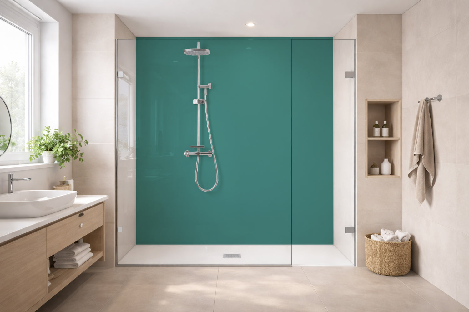 Toilettenrückwand Einfarbig RAL 6033 Minttürkis