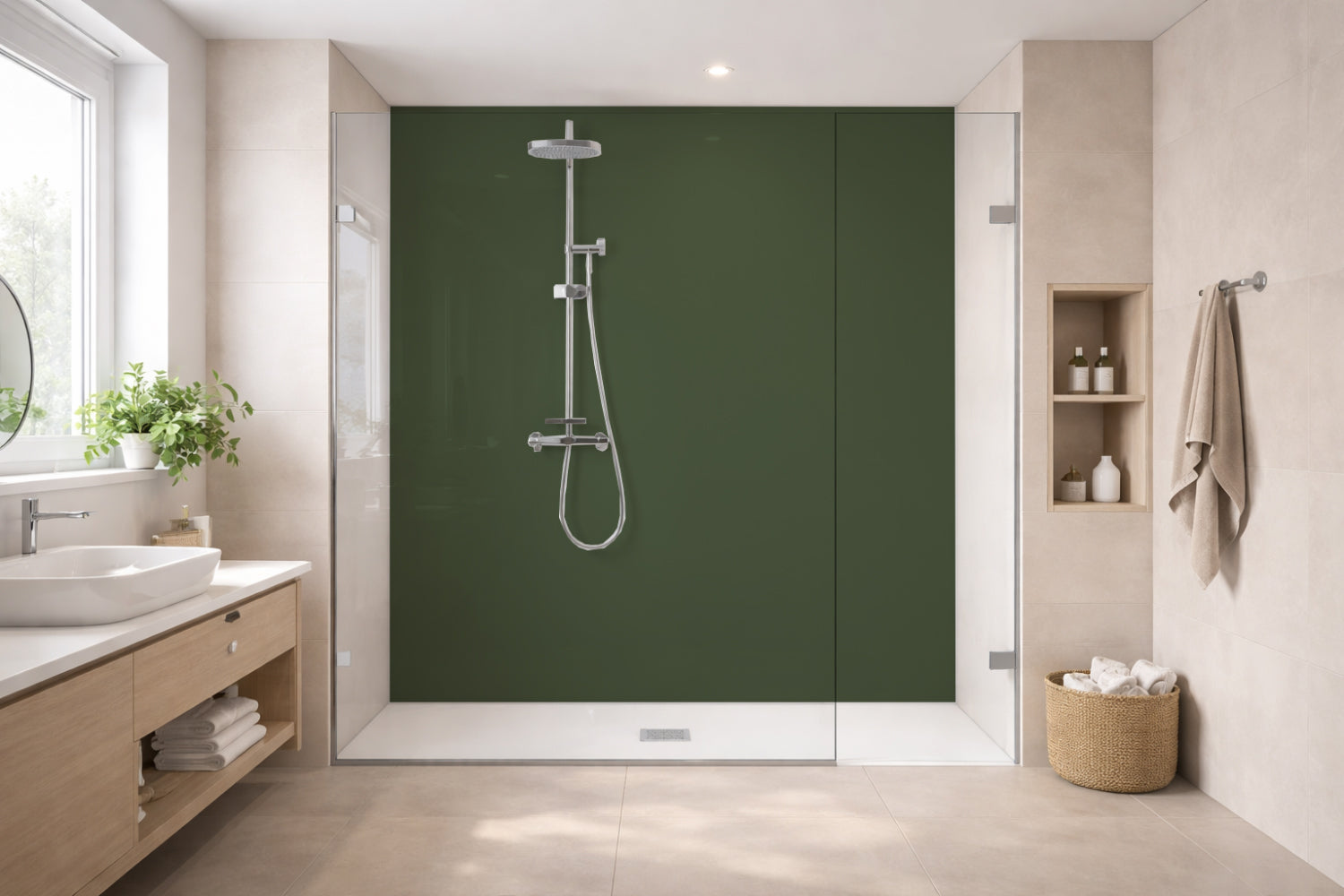 Toilettenrückwand Einfarbig RAL 6003 Olivgrün