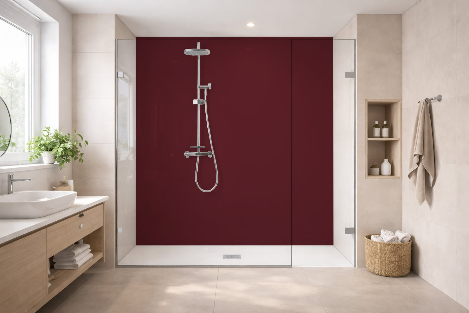 Toilettenrückwand Einfarbig RAL 3005 Weinrot
