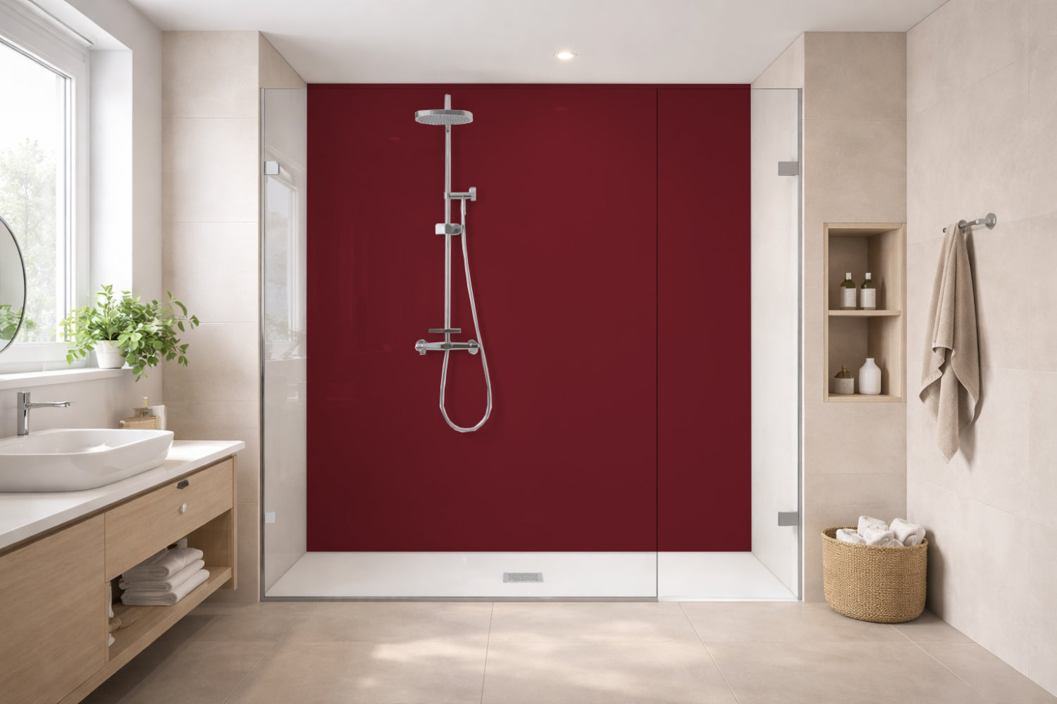 Toilettenrückwand Einfarbig RAL 3004 Purpurrot