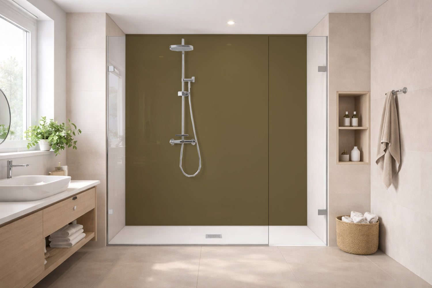 Toilettenrückwand Einfarbig RAL 7008 Khakigrau