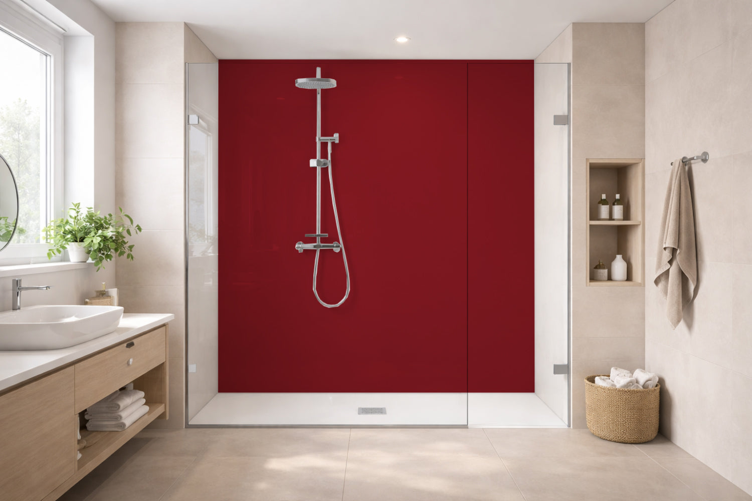 Toilettenrückwand Einfarbig RAL 3003 Rubinrot