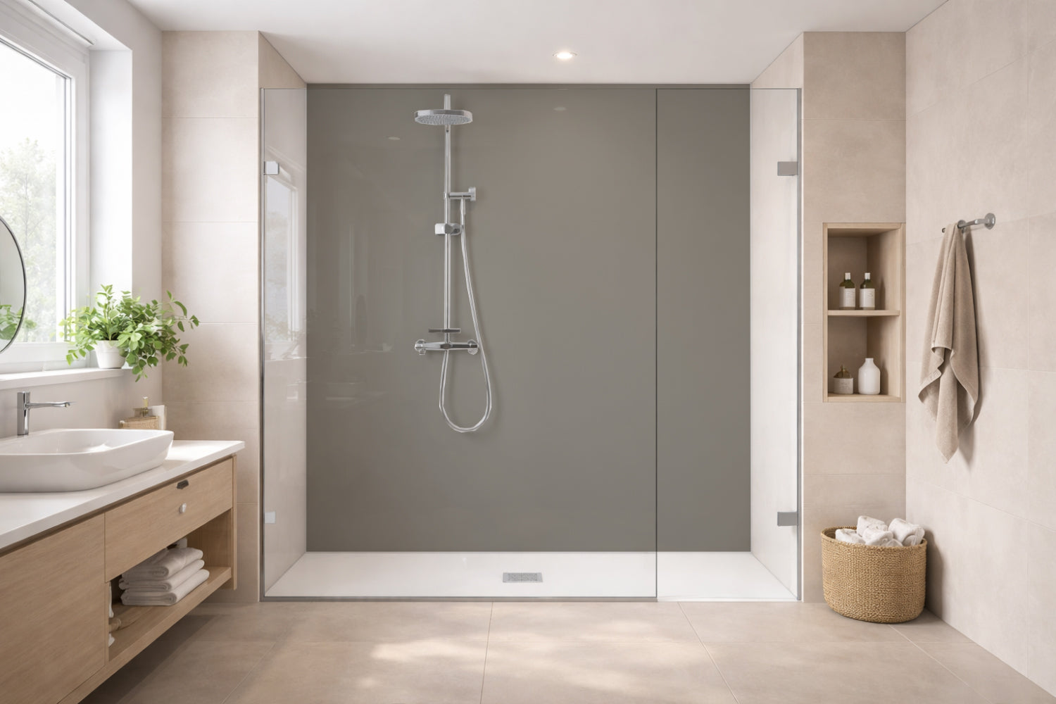 Toilettenrückwand Einfarbig RAL 7030 Steingrau