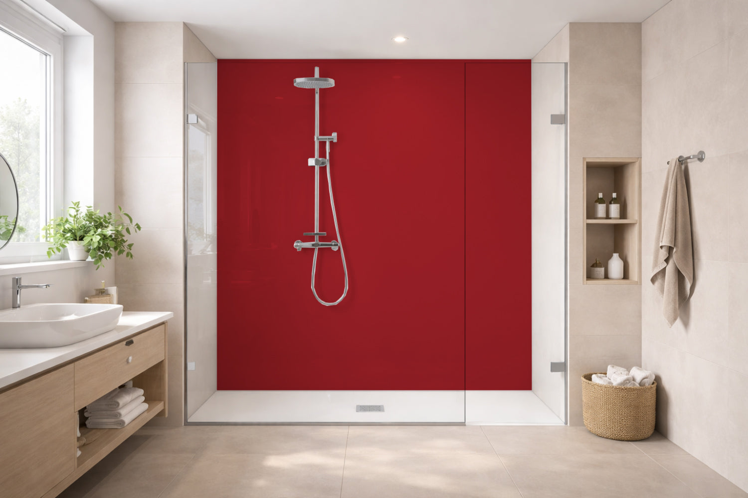 Toilettenrückwand Einfarbig RAL 3001 Signalrot