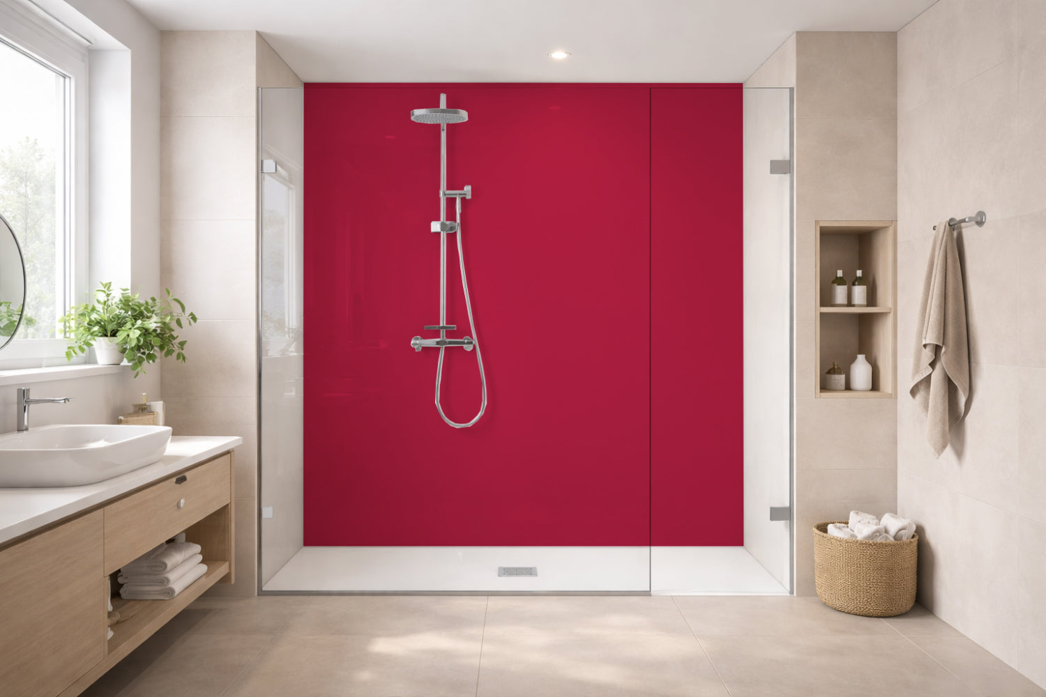 Toilettenrückwand Einfarbig RAL 3027 Himbeerrot