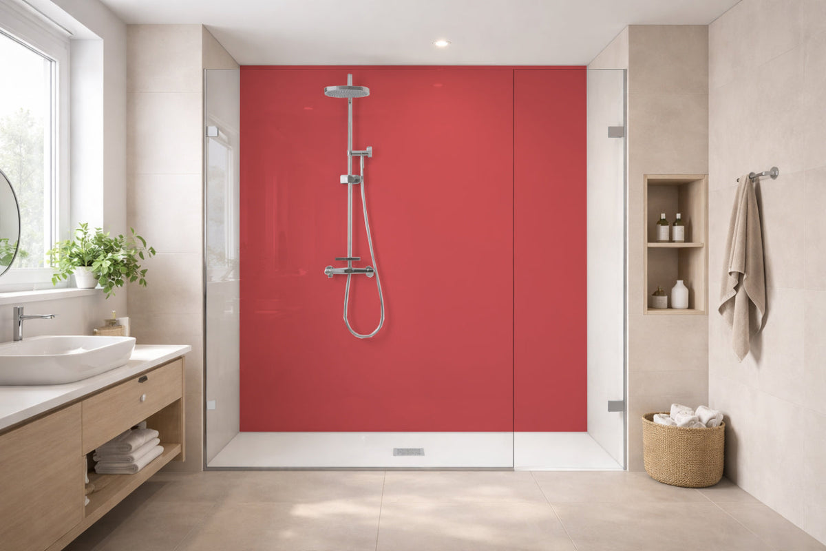 Toilettenrückwand Einfarbig RAL 3018 Erdbeerrot