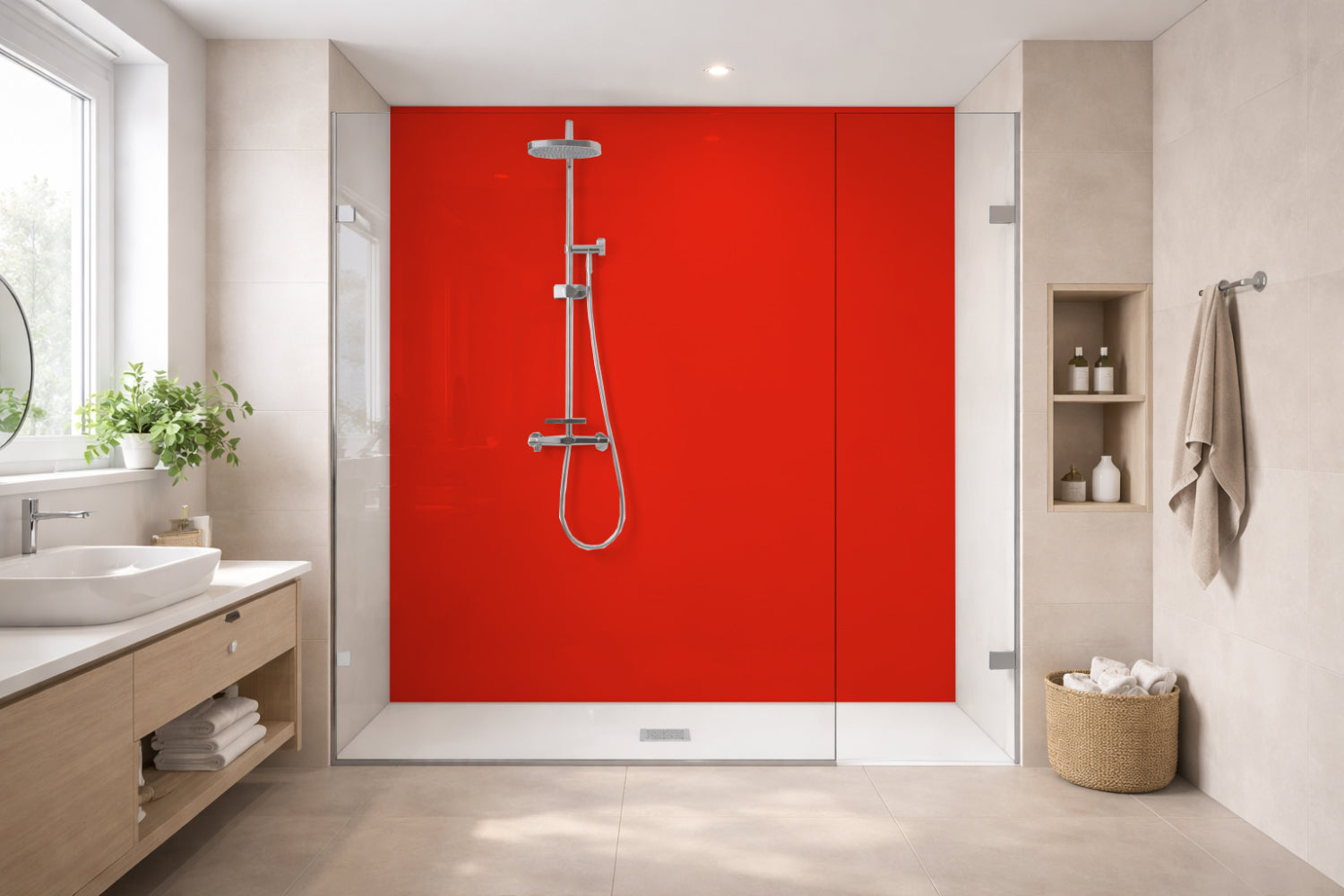 Toilettenrückwand Einfarbig RAL 3028 Reinrot
