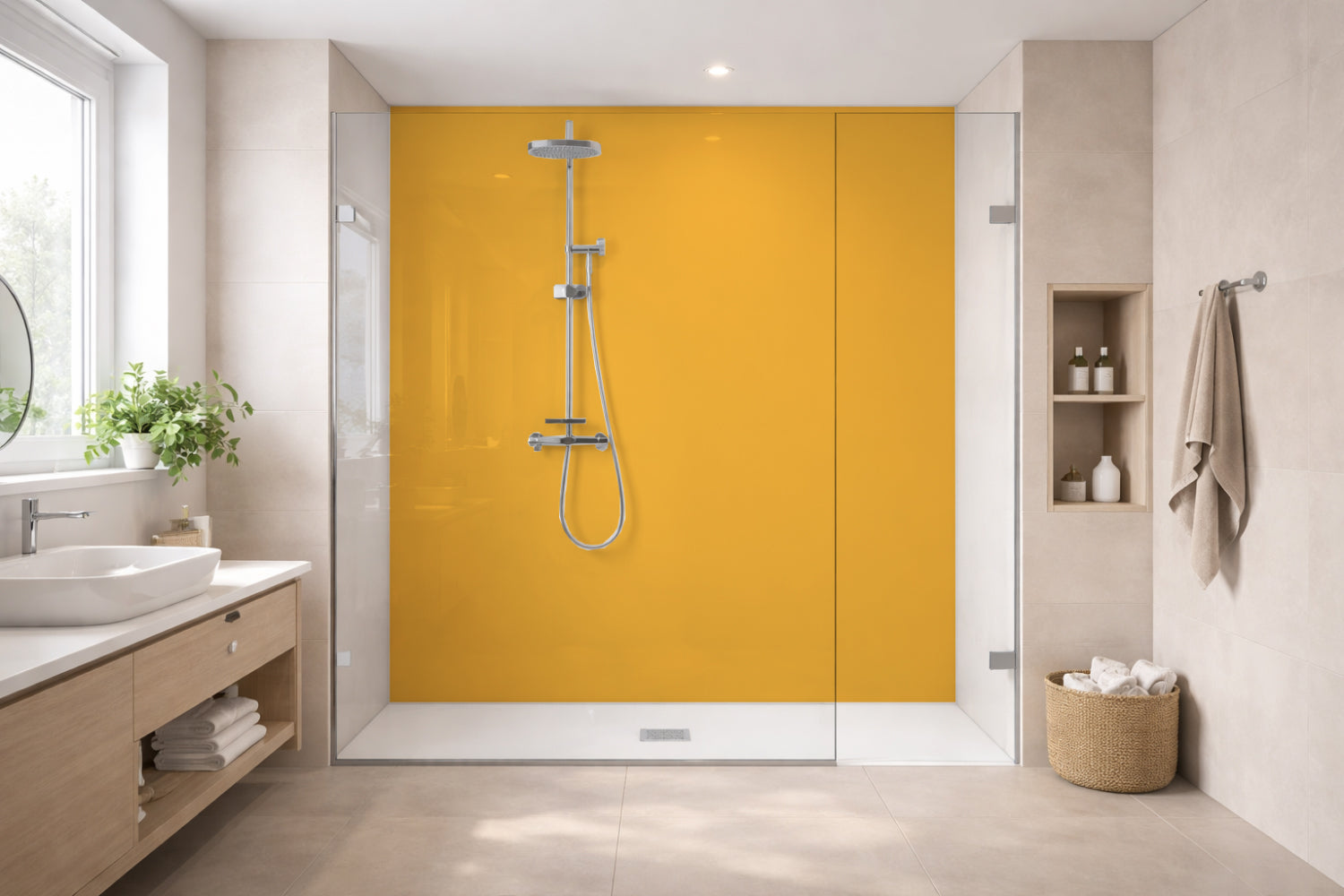 Toilettenrückwand Einfarbig RAL 1017 Safrangelb