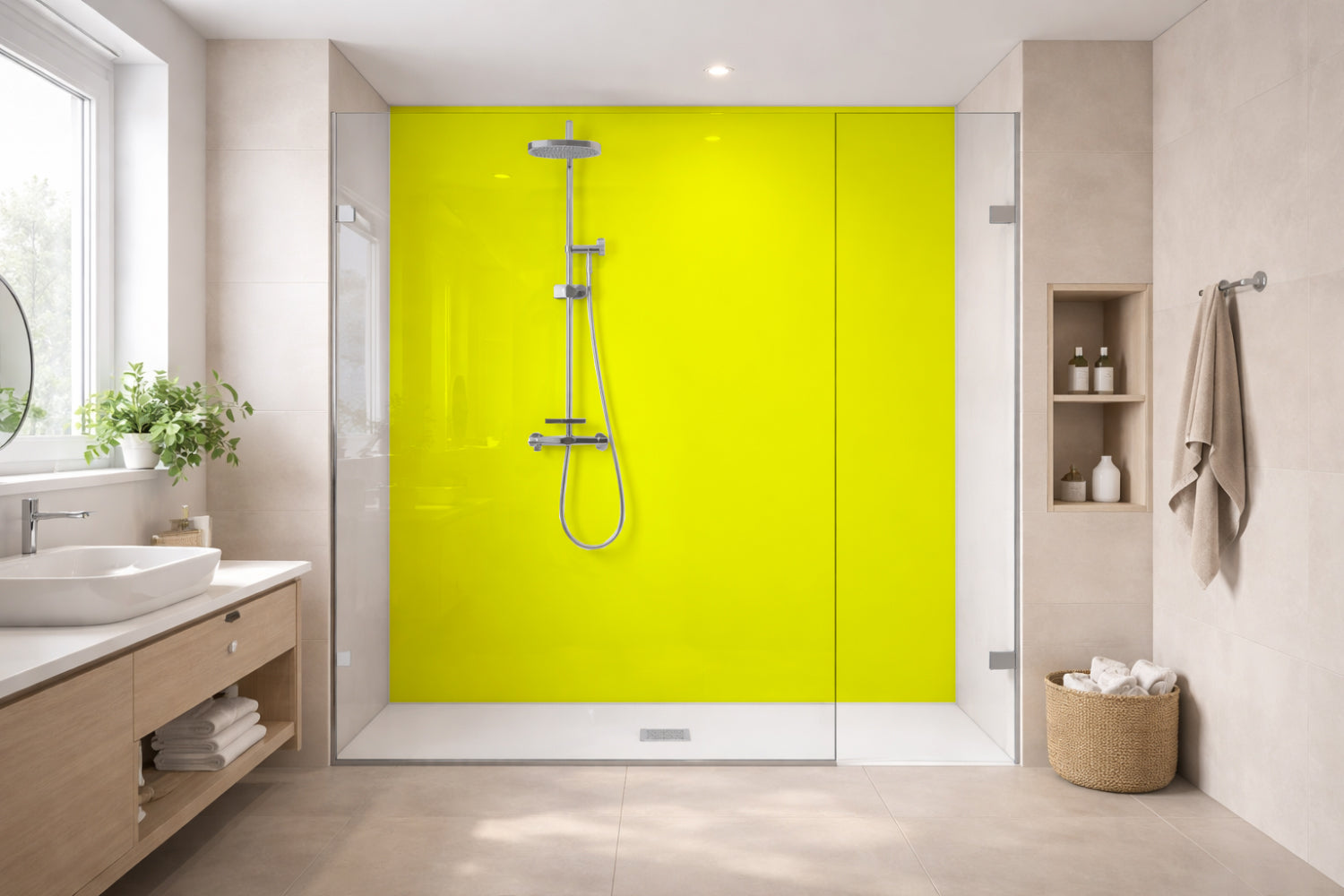 Toilettenrückwand Einfarbig RAL 1026 Leuchtgelb