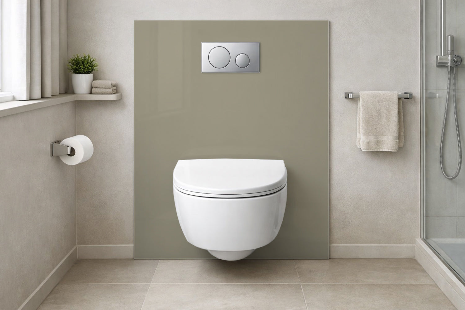 Toilettenrückwand Einfarbig #A39F8B RAL 1035 (Perlbeige)