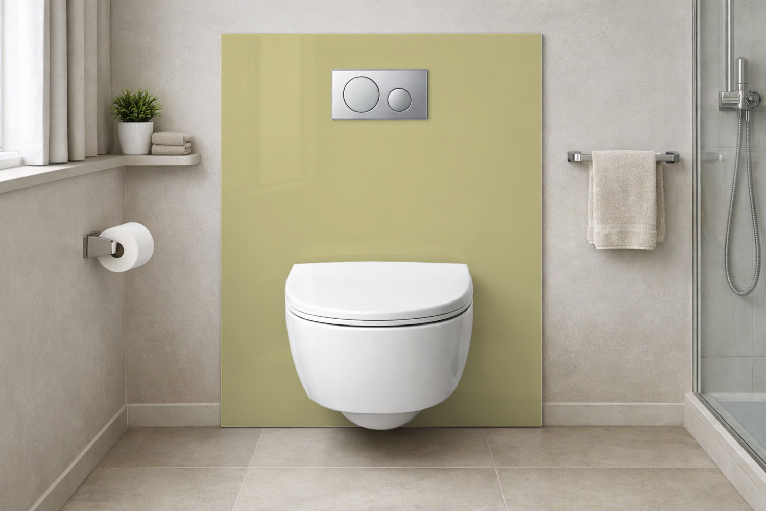 Toilettenrückwand Einfarbig #CCC58F RAL 1000 (Grünbeige)