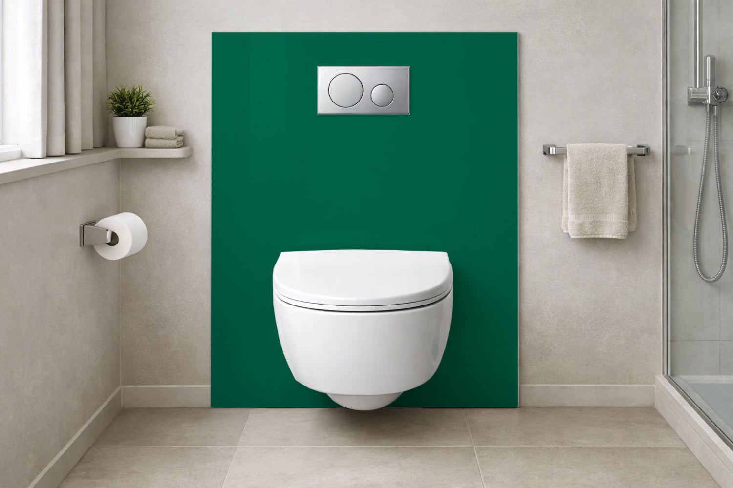 Toilettenrückwand Einfarbig RAL 6016 (Türkisgrün)