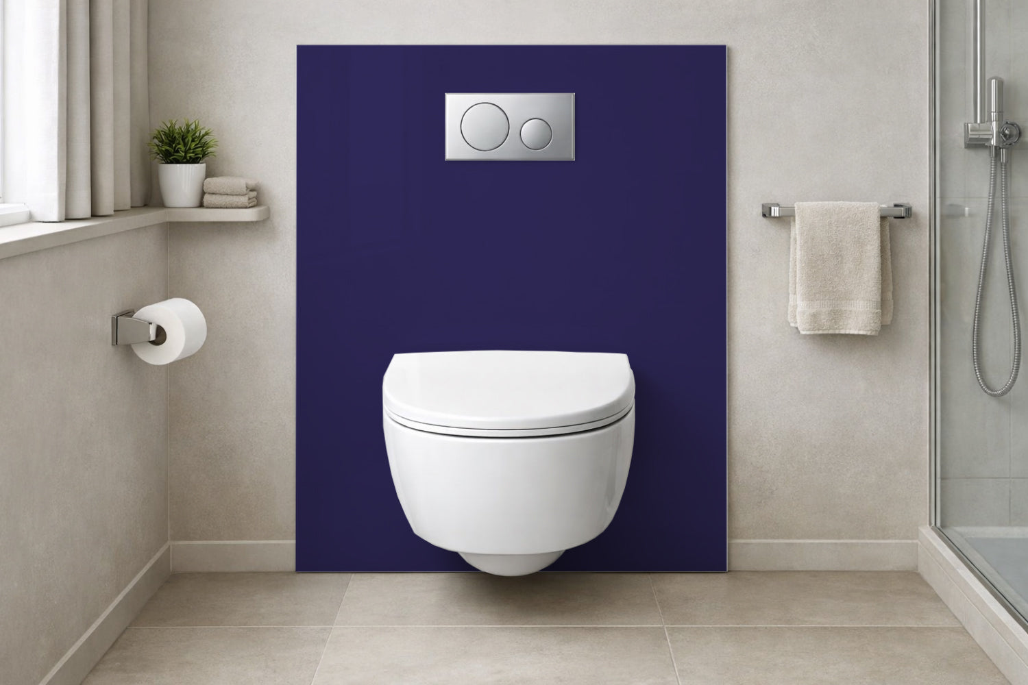 Toilettenrückwand Einfarbig RAL 5022 Nachtblau
