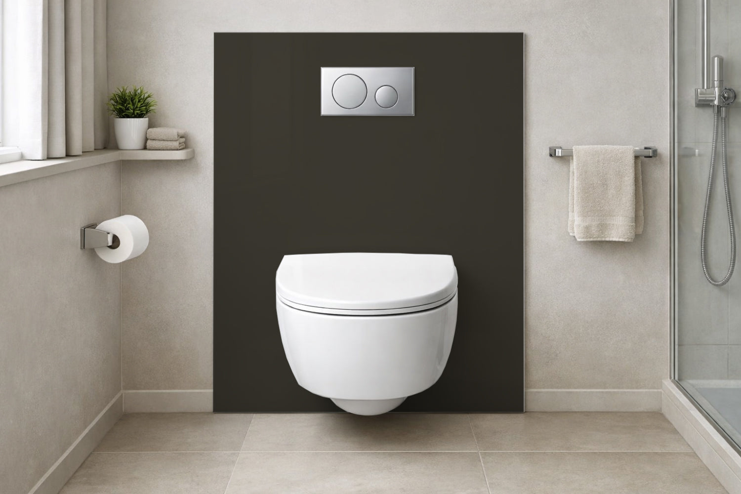Toilettenrückwand Einfarbig RAL 6008 Braungrün