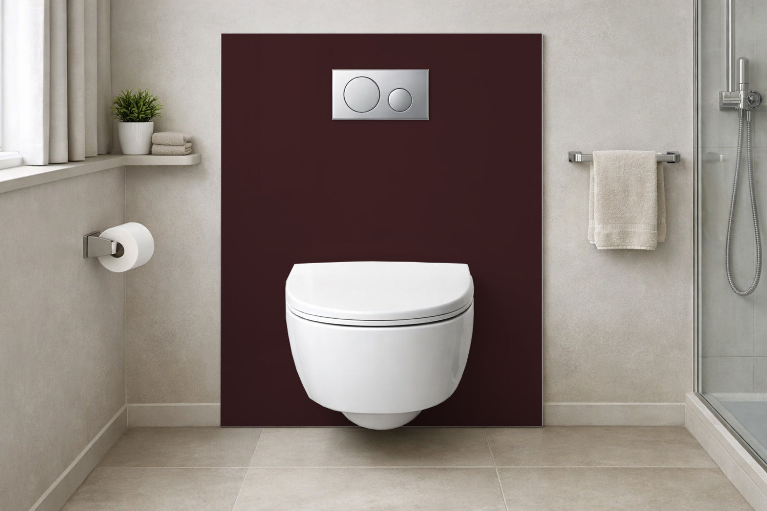 Toilettenrückwand Einfarbig RAL 3007 Schwarzrot