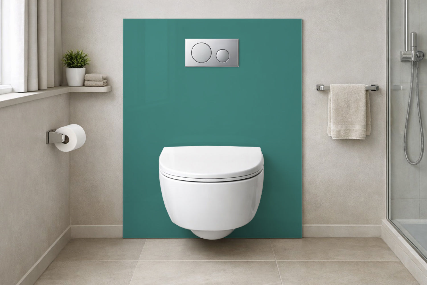 Toilettenrückwand Einfarbig RAL 6033 Minttürkis