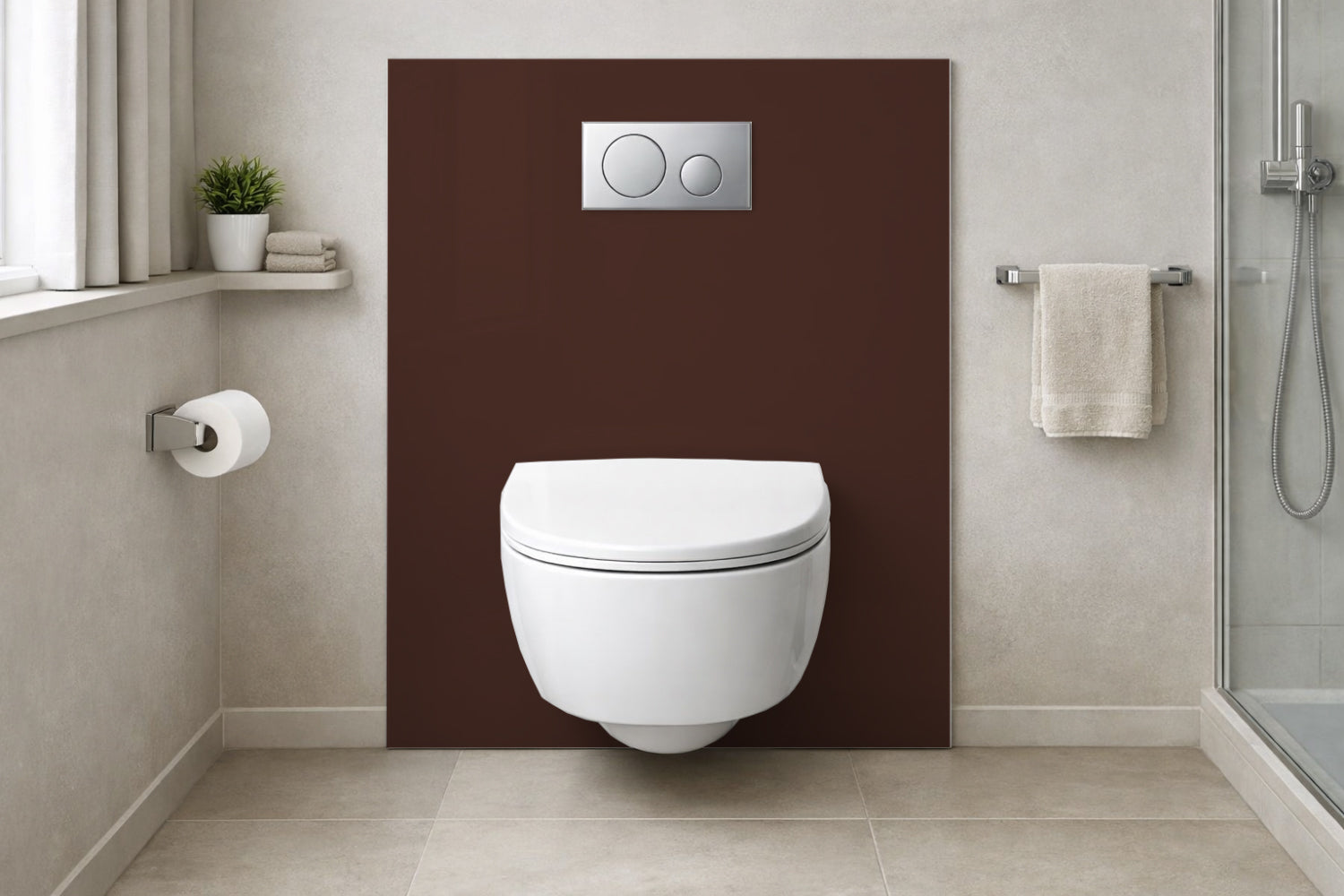 Toilettenrückwand Einfarbig RAL 8016 Mahagonibraun