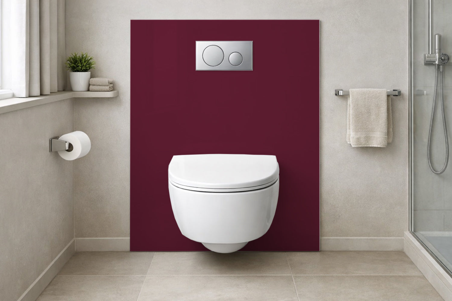 Toilettenrückwand Einfarbig RAL 4004 Bordeauxviolett