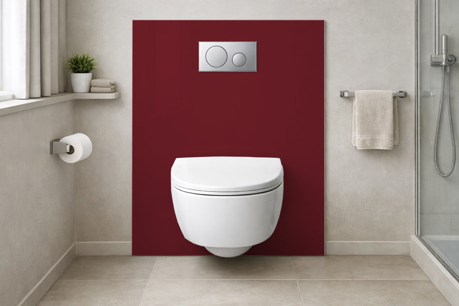 Toilettenrückwand Einfarbig RAL 3004 Purpurrot