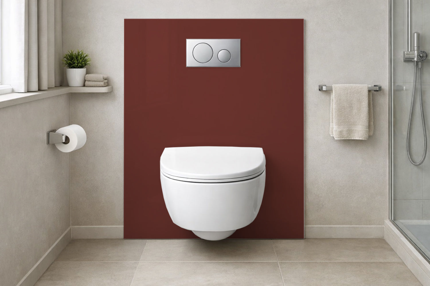 Toilettenrückwand Einfarbig RAL 3009 Oxidrot