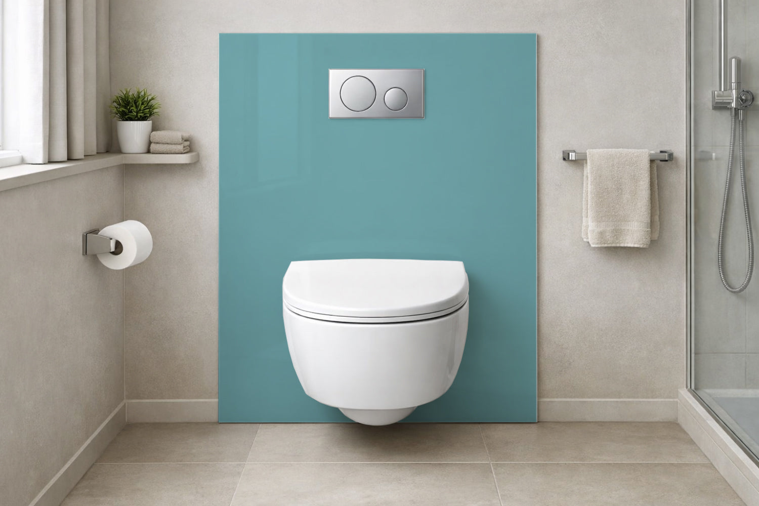 Toilettenrückwand Einfarbig RAL 6034 Pastelltürkis