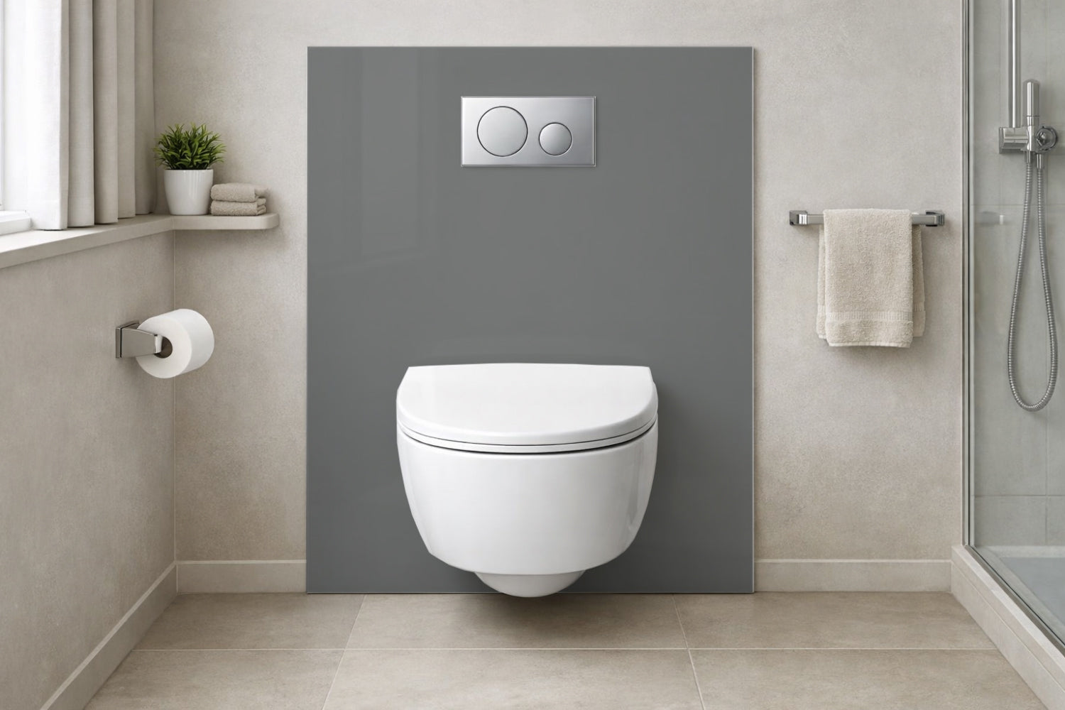 Toilettenrückwand Einfarbig RAL 7037 Staubgrau