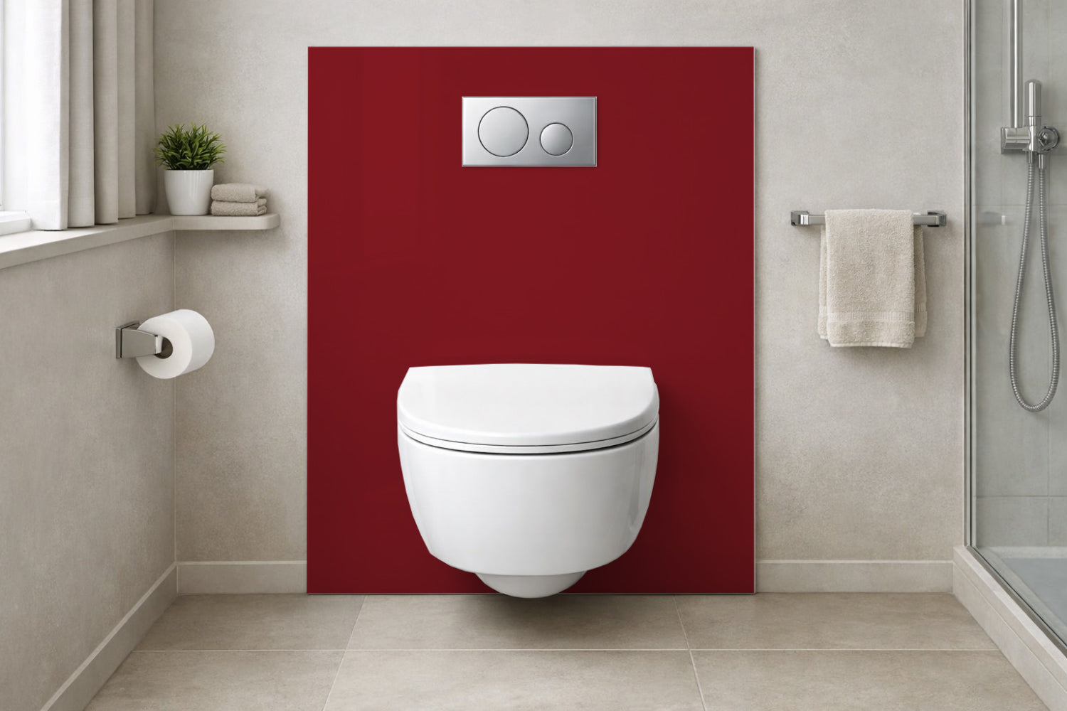 Toilettenrückwand Einfarbig RAL 3003 Rubinrot