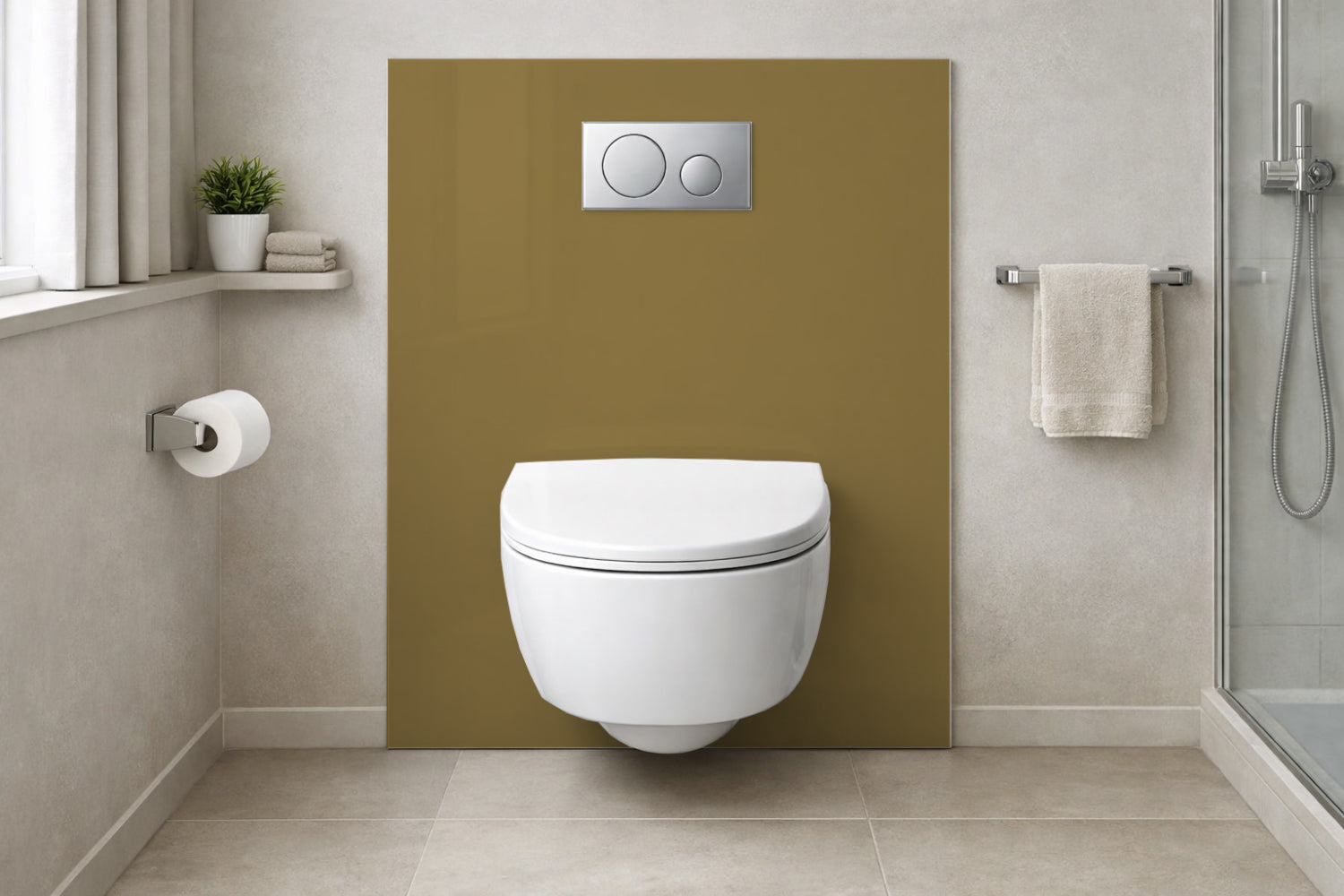 Toilettenrückwand Einfarbig RAL 1036 Perlgold