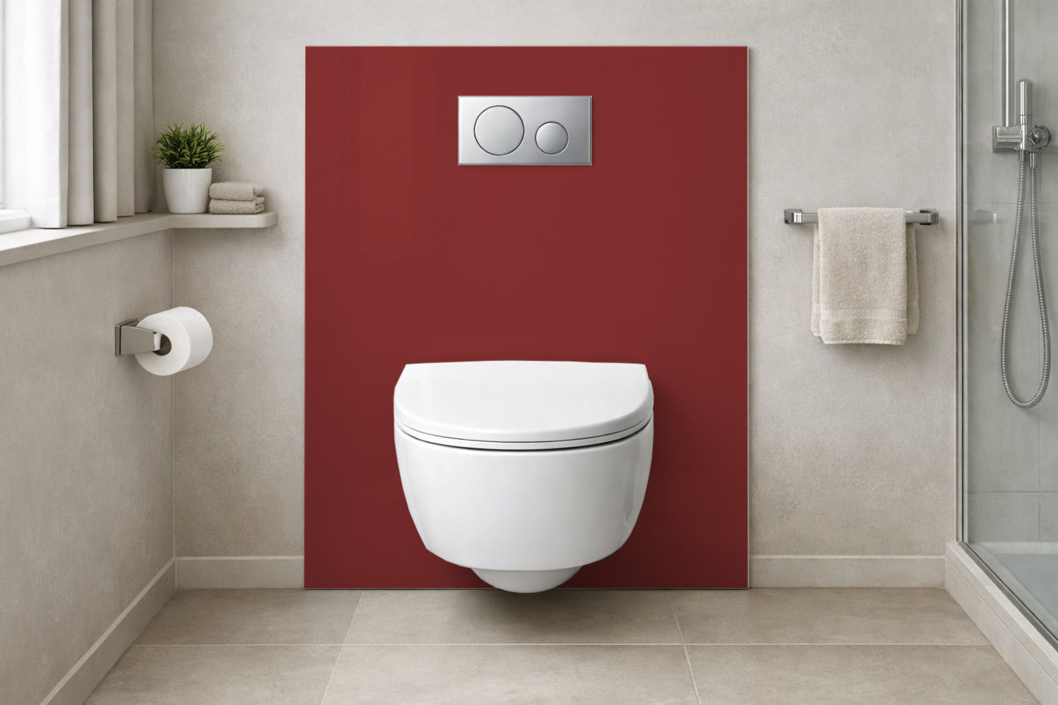Toilettenrückwand Einfarbig RAL 3011 Braunrot