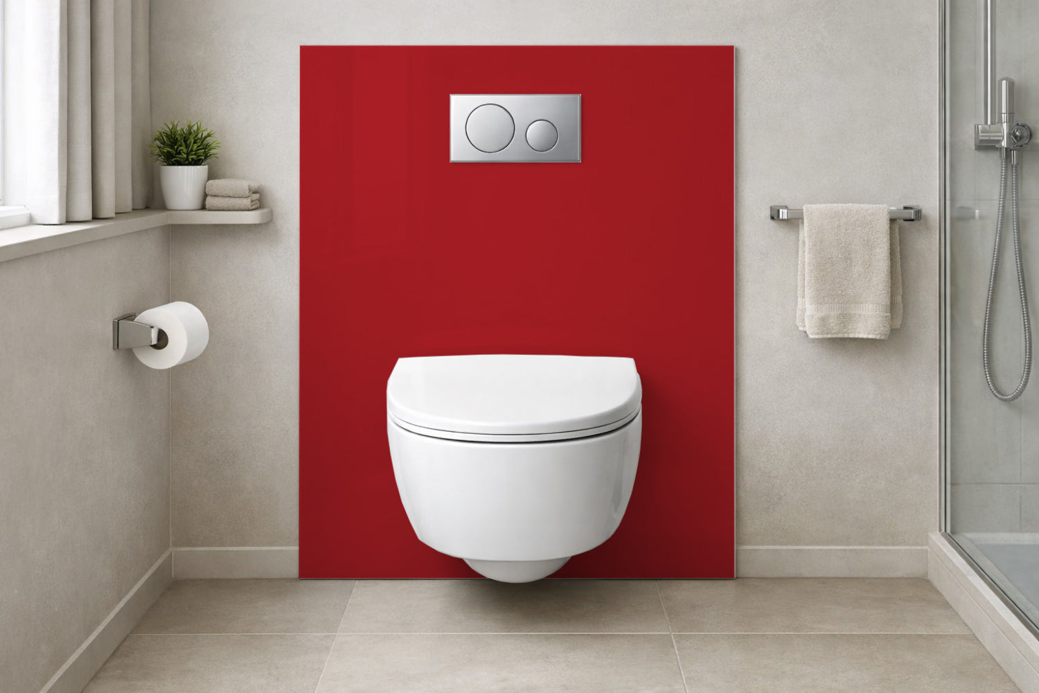 Toilettenrückwand Einfarbig RAL 3000 Feuerrot