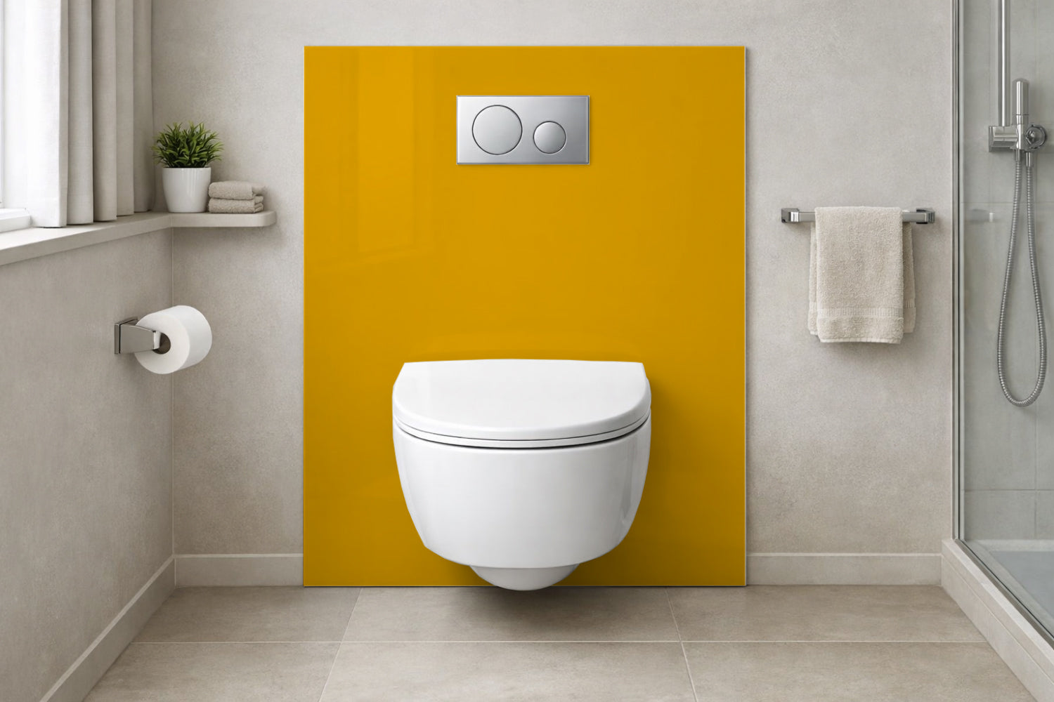 Toilettenrückwand Einfarbig RAL 1032 Ginstergelb
