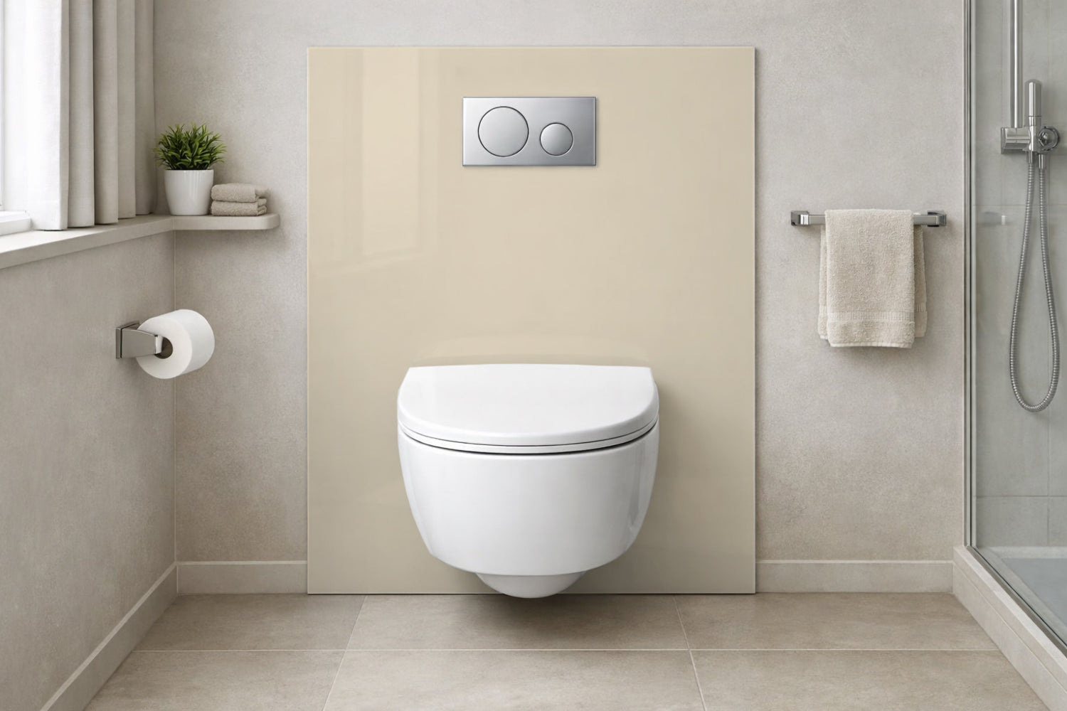 Toilettenrückwand Einfarbig RAL 1013 Perlweiß