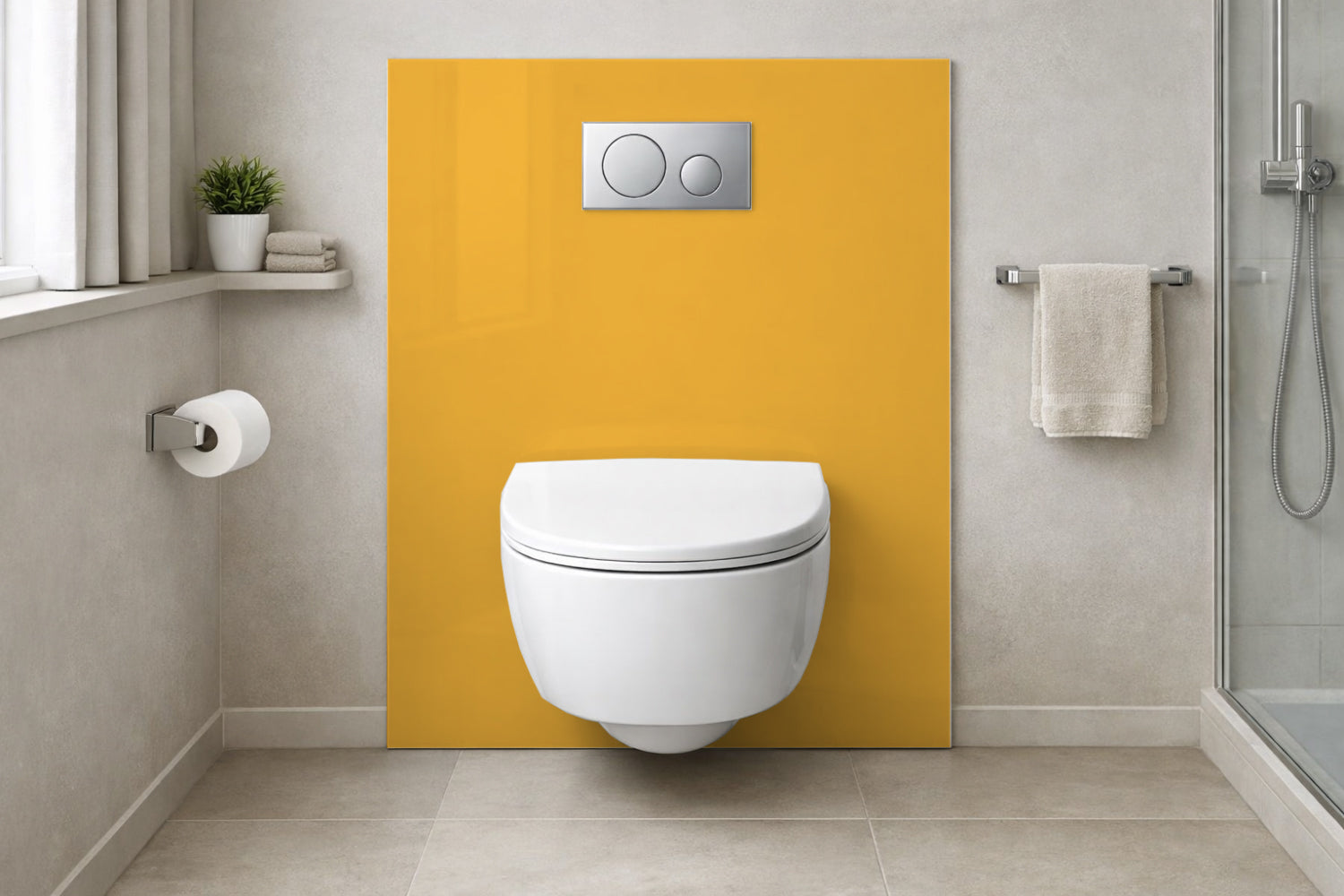 Toilettenrückwand Einfarbig RAL 1017 Safrangelb