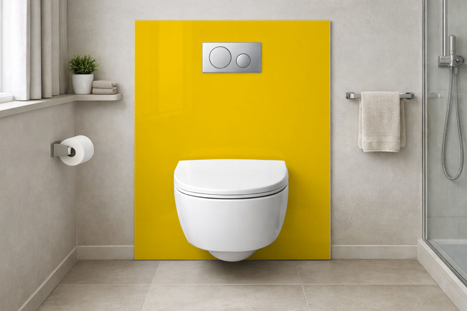 Toilettenrückwand Einfarbig RAL 1023 Verkehrsgelb