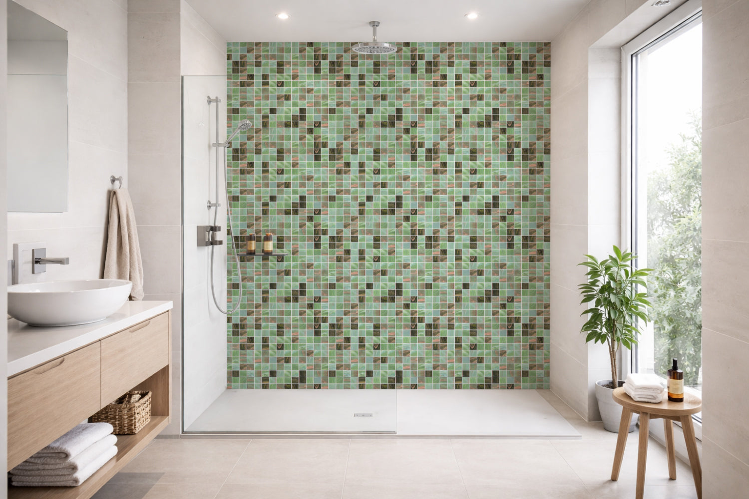 Toilettenrückwand Fliesenoptik