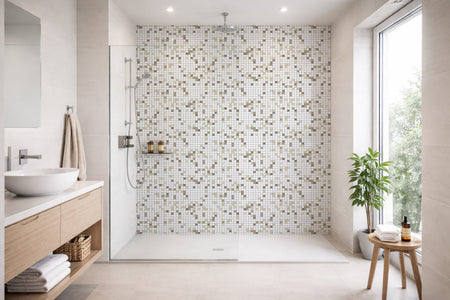 Toilettenrückwand Fliesenoptik