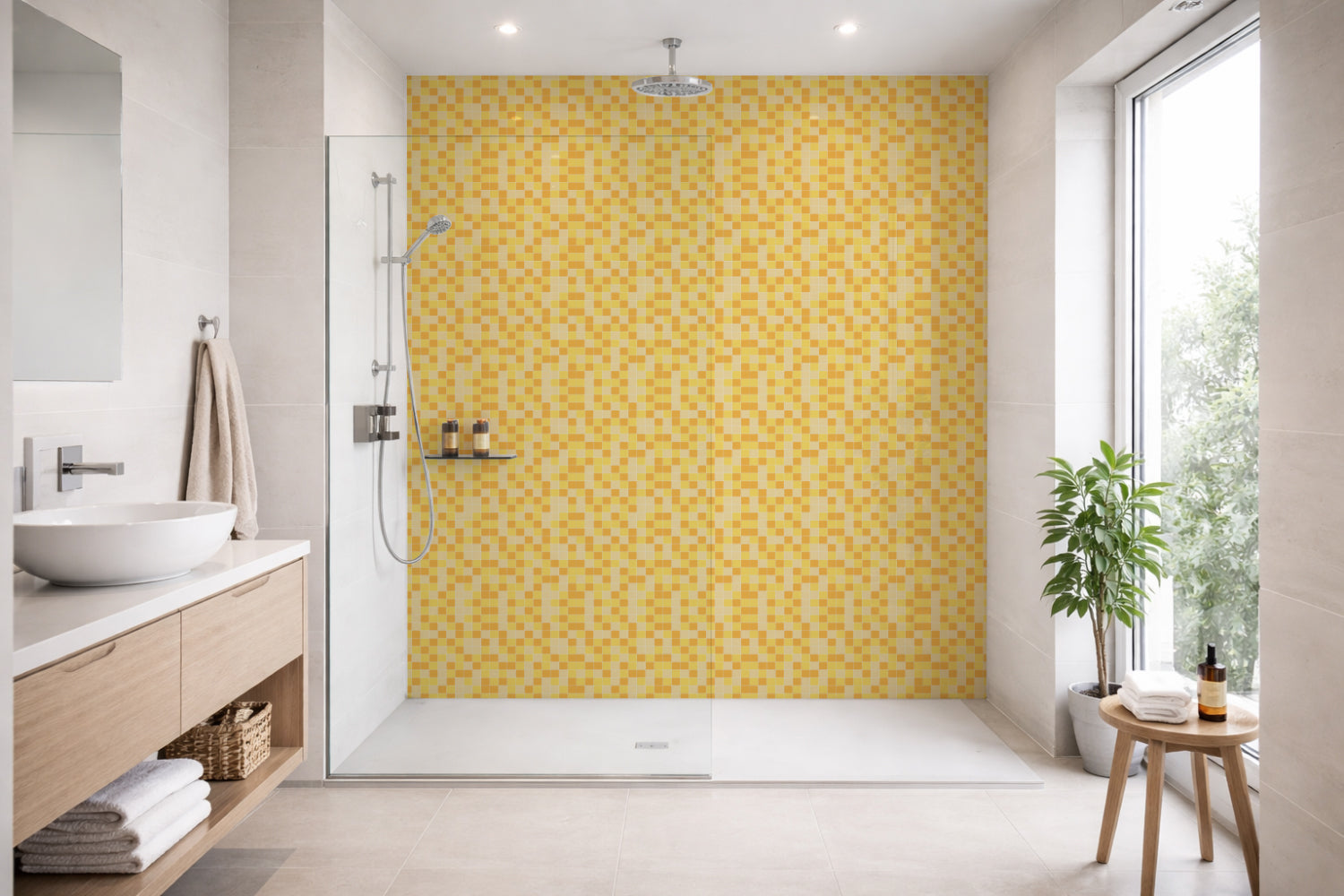 Toilettenrückwand Fliesenoptik