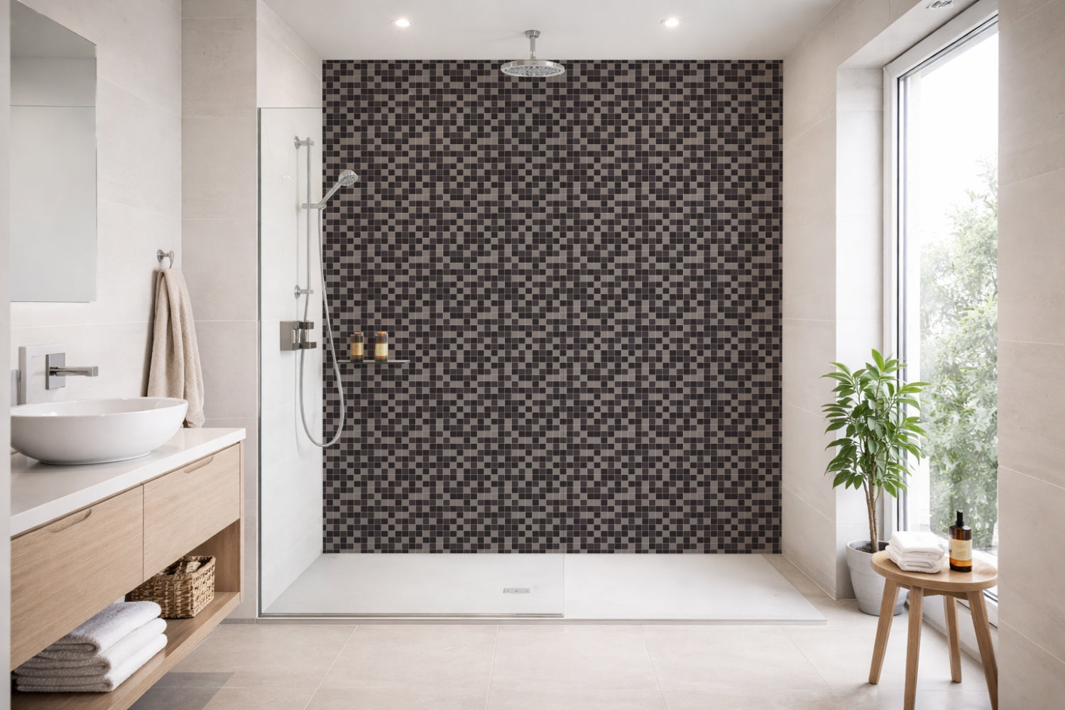 Toilettenrückwand Fliesenoptik