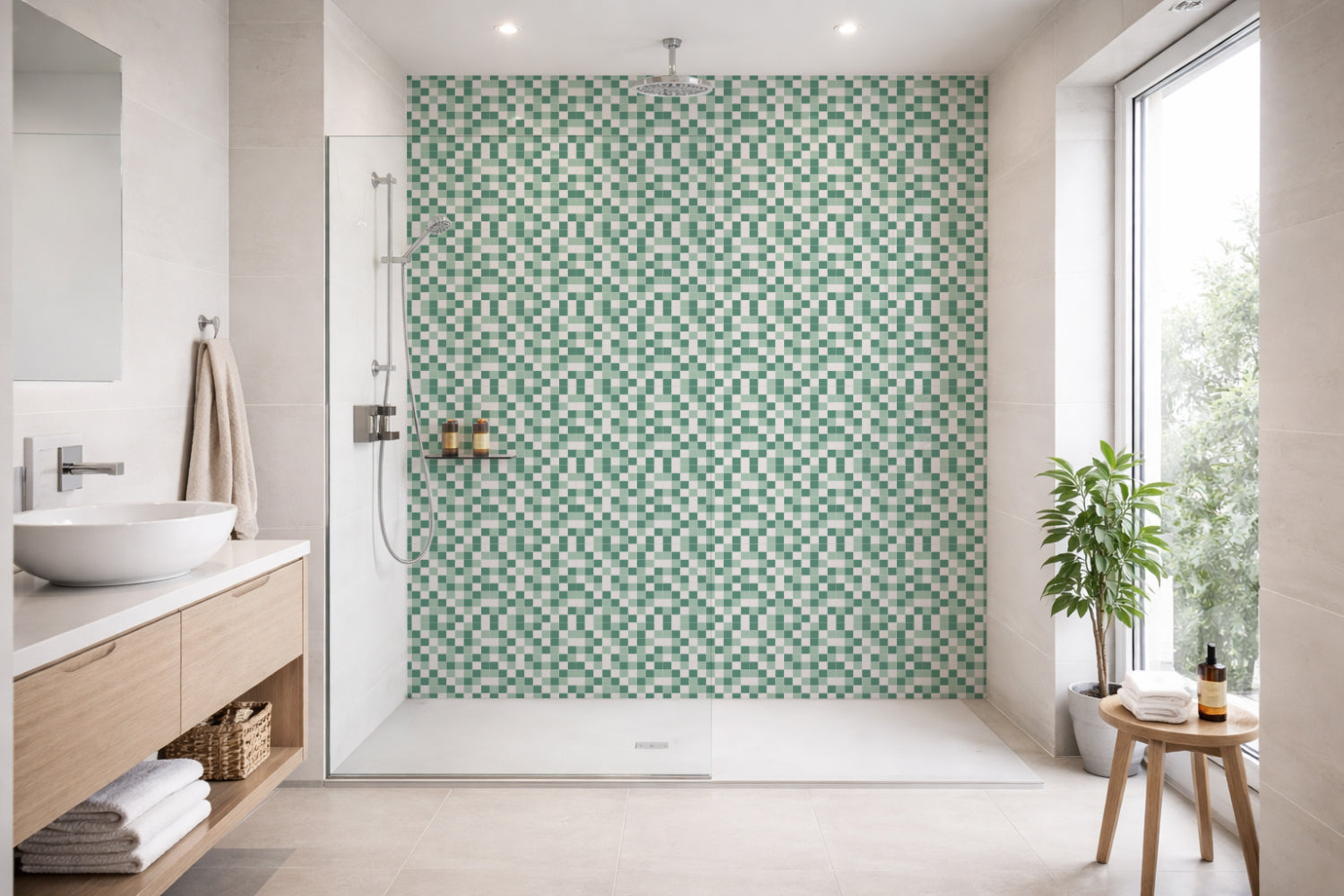 Toilettenrückwand Fliesenoptik