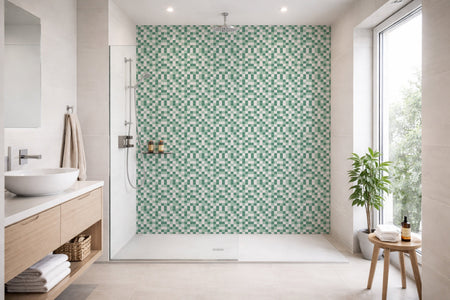 Toilettenrückwand Fliesenoptik