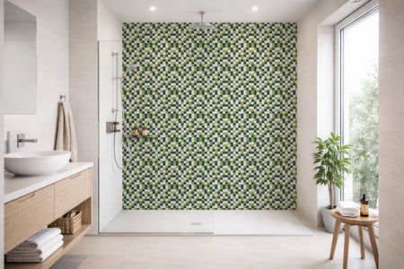 Toilettenrückwand Fliesenoptik