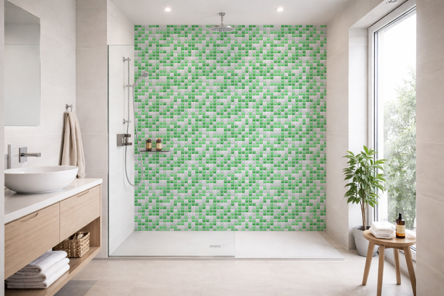 Toilettenrückwand Fliesenoptik