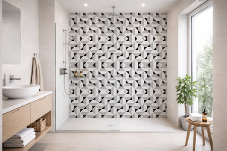 Toilettenrückwand Fliesenoptik