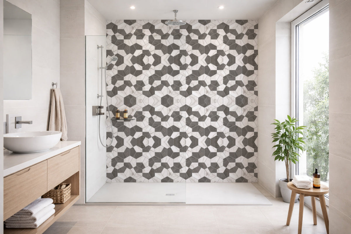 Toilettenrückwand Fliesenoptik