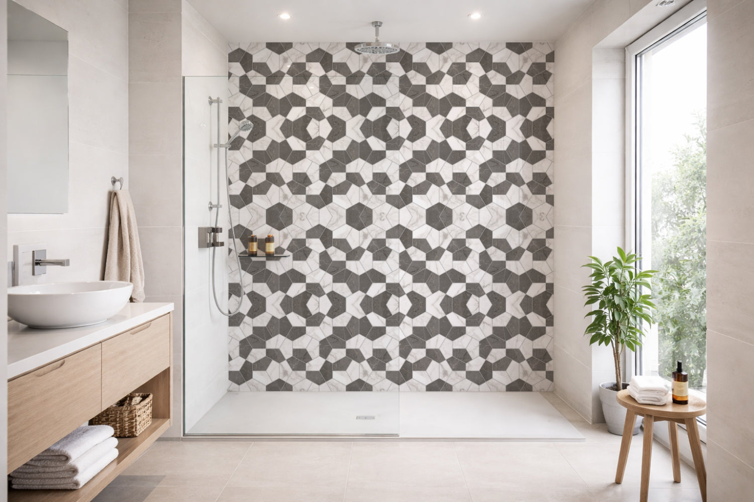 Toilettenrückwand Fliesenoptik
